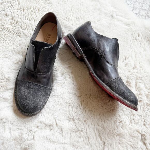 Bed Stu Rose Graphito Handmade Leather Slip on Loafers Gray Textured Sz 8.5 - Picture 1 of 6